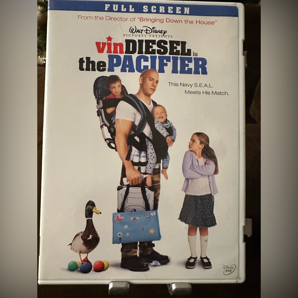 Vin Diesel plays a US Navy SEAL with babysitting duties in the Pacifier'.